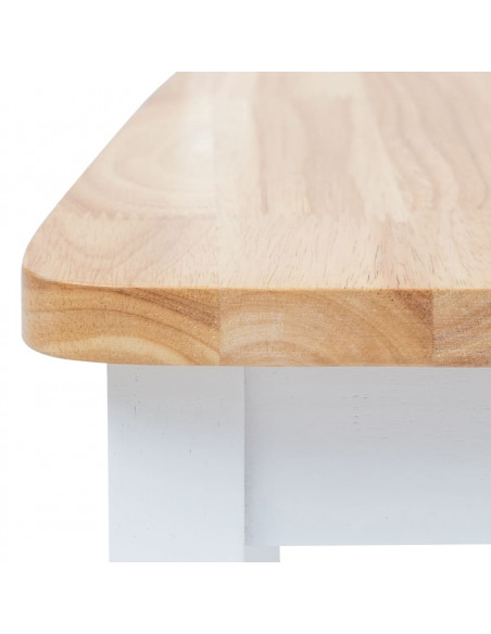 Set da Pranzo 5 pz in Legno Massello di Hevea Bianco e Marrone