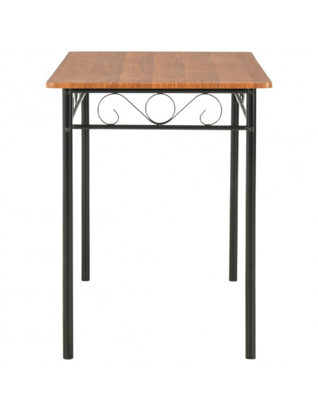 Set da Pranzo 5 pz in MDF e Acciaio Marrone