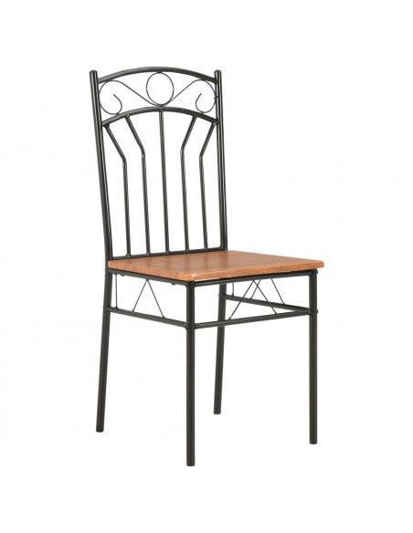 Set da Pranzo 5 pz in MDF e Acciaio Marrone