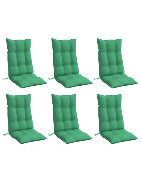 Cuscini per Sedia con Schienale Alto 6 pz Verde Tessuto Oxford