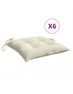 Cuscini per Sedia 6pz Bianco Crema 40x40x7 cm in Tessuto Oxford 2
