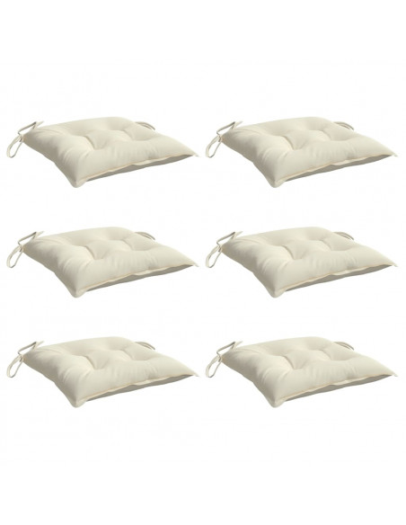 Cuscini per Sedia 6pz Bianco Crema 40x40x7 cm in Tessuto Oxford