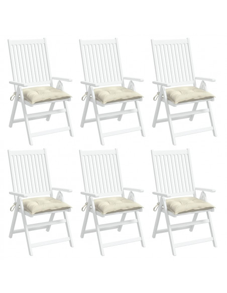 Cuscini per Sedia 6pz Bianco Crema 40x40x7 cm in Tessuto Oxford