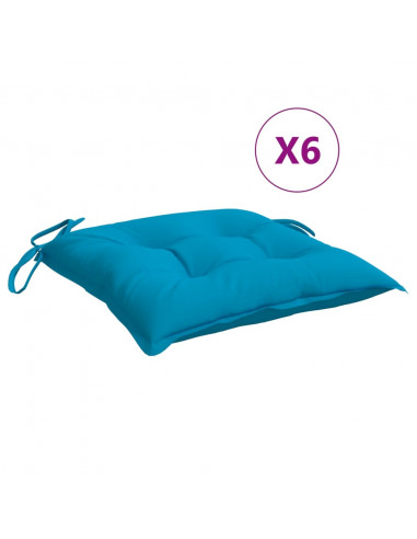 Cuscini per Sedia 6 pz Azzurro 40x40x7 cm in Tessuto Oxford