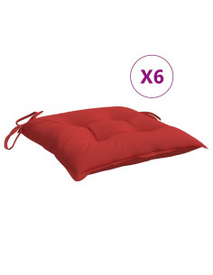 Cuscini per Sedia 6 pz Rossi 40x40x7 cm in Tessuto Oxford 2