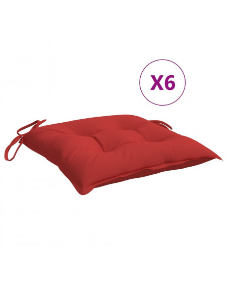 Cuscini per Sedia 6 pz Rossi 40x40x7 cm in Tessuto Oxford