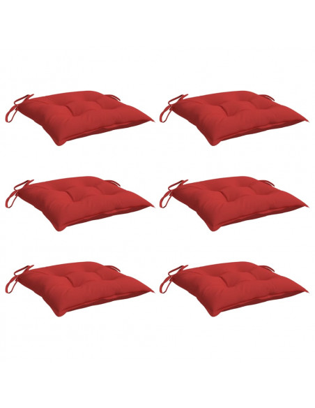 Cuscini per Sedia 6 pz Rossi 40x40x7 cm in Tessuto Oxford