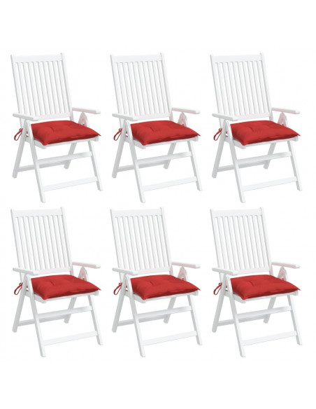 Cuscini per Sedia 6 pz Rossi 40x40x7 cm in Tessuto Oxford