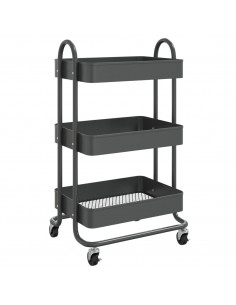 Carrello a 3 Livelli Antracite 43x34x79 cm in Acciaio 2