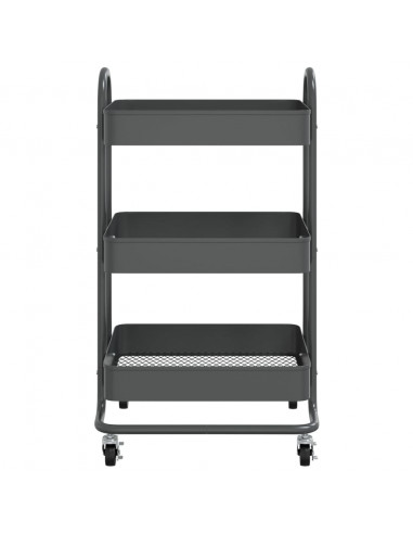 Carrello a 3 Livelli Antracite 43x34x79 cm in Acciaio