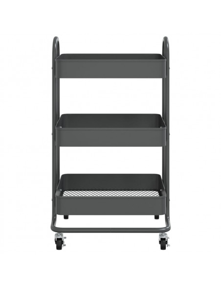 Carrello a 3 Livelli Antracite 43x34x79 cm in Acciaio