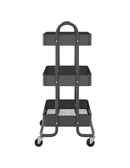 Carrello a 3 Livelli Antracite 43x34x79 cm in Acciaio