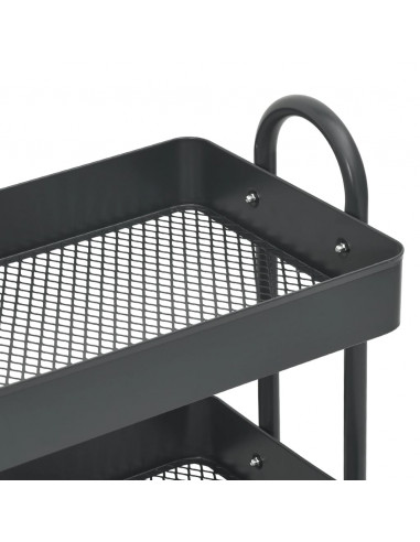 Carrello a 3 Livelli Antracite 43x34x79 cm in Acciaio