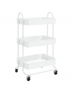 Carrello a 3 Livelli Bianco 43x34x79 cm in Acciaio 2