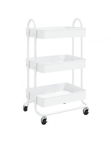 Carrello a 3 Livelli Bianco 43x34x79 cm in Acciaio