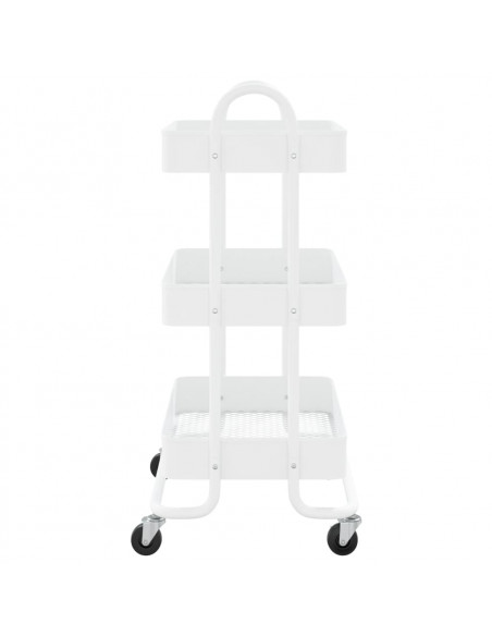 Carrello a 3 Livelli Bianco 43x34x79 cm in Acciaio