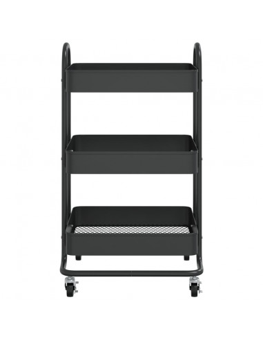 Carrello a 3 Livelli Nero 43x34x79 cm in Acciaio