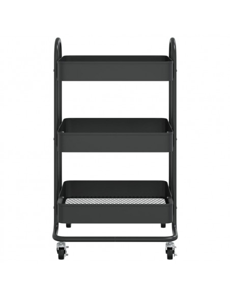 Carrello a 3 Livelli Nero 43x34x79 cm in Acciaio