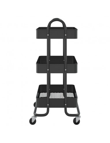 Carrello a 3 Livelli Nero 43x34x79 cm in Acciaio