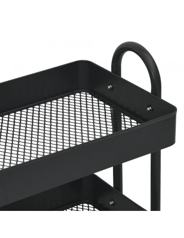 Carrello a 3 Livelli Nero 43x34x79 cm in Acciaio