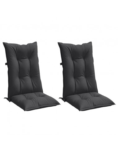 Cuscini Sedia Schiena Alta 2 Antracite Mélange 120x50x7 Tessuto