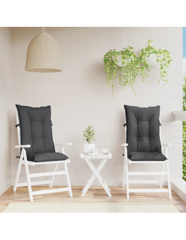 Cuscini Sedia Schiena Alta 2 Antracite Mélange 120x50x7 Tessuto