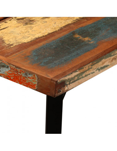 Set da Bar 7 pz in Legno Massello di Recupero Vera Pelle e Tela