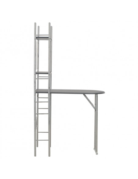 Set Tavolo e Sedie Pieghevoli con Scaffale 3pz MDF Acciaio Nero