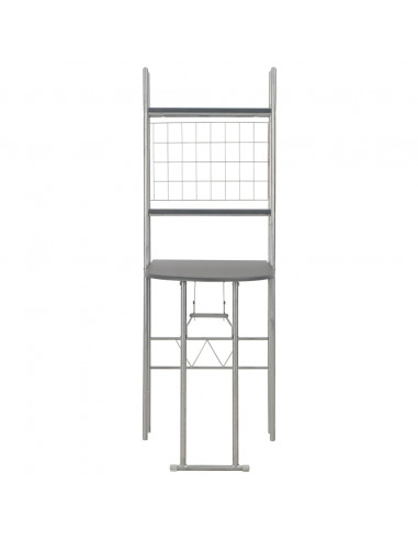 Set Tavolo e Sedie Pieghevoli con Scaffale 3pz MDF Acciaio Nero