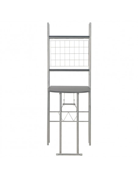 Set Tavolo e Sedie Pieghevoli con Scaffale 3pz MDF Acciaio Nero