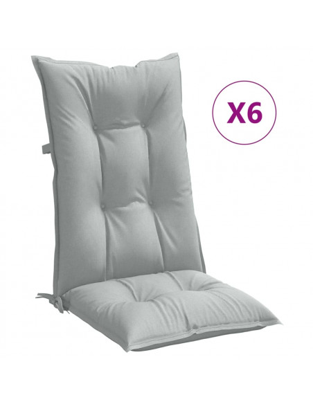 Cuscini Sedia Schiena Alta 6 Grigio Mélange 120x50x7 Tessuto