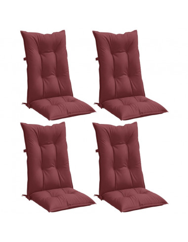 Cuscini Sedia Schiena Alta 4 Rosso Vino Mélange 120x50x7 cm