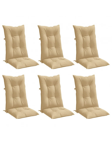 Cuscini Sedia Schiena Alta 6 Beige Mélange 120x50x7 Tessuto