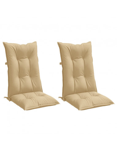 Cuscini Sedia Schiena Alta 2 Beige Mélange 120x50x7 Tessuto