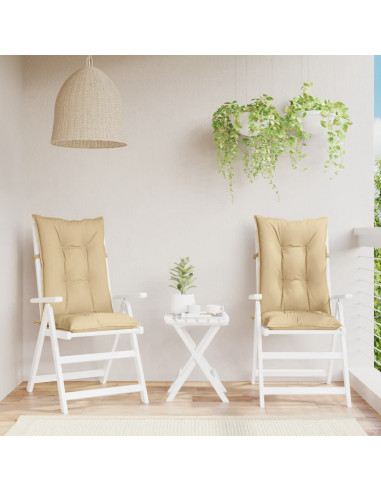Cuscini Sedia Schiena Alta 2 Beige Mélange 120x50x7 Tessuto