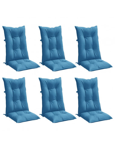 Cuscini Sedia Schiena Alta 6 Blu Mélange 120x50x7 Tessuto