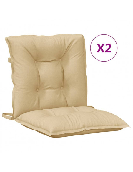 Cuscini Sedia Schiena Bassa 2 pz Beige Mélange 100x50x7 Tessuto