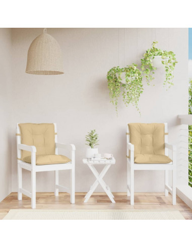 Cuscini Sedia Schiena Bassa 2 pz Beige Mélange 100x50x7 Tessuto