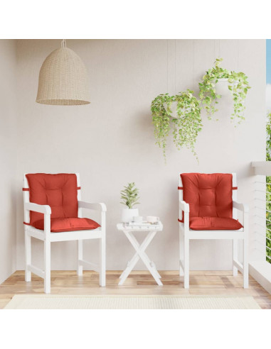 Cuscini Sedia Schiena Bassa 2 pz Rosso Mélange 100x50x7 Tessuto