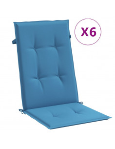 Cuscini Sedia Schiena Alta 6 Blu Mélange 120x50x4 Tessuto 2