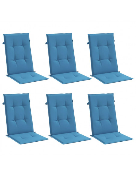 Cuscini Sedia Schiena Alta 6 Blu Mélange 120x50x4 Tessuto