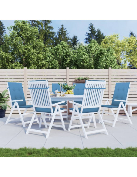 Cuscini Sedia Schiena Alta 6 Blu Mélange 120x50x4 Tessuto
