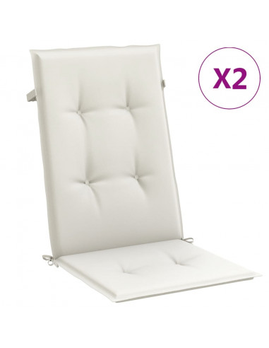 Cuscini Sedia Schiena Alta 2 Crema Mélange 120x50x4 Tessuto