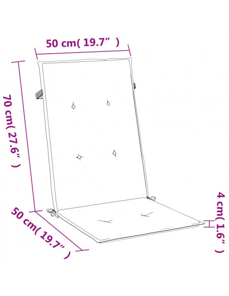 Cuscini Sedia Schiena Alta 2 Blu Mélange 120x50x4 Tessuto