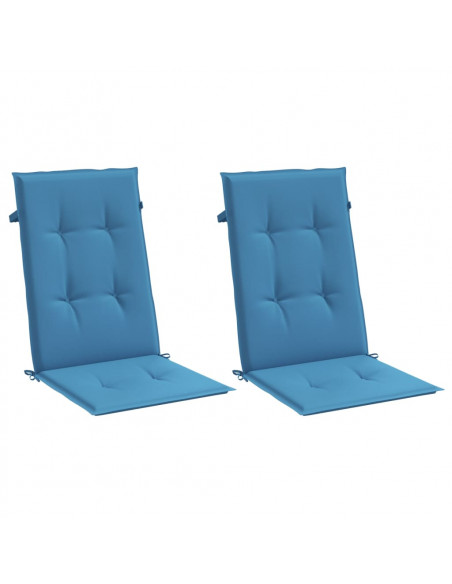 Cuscini Sedia Schiena Alta 2 Blu Mélange 120x50x4 Tessuto
