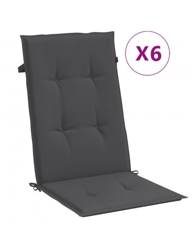 Cuscini Sedia Schiena Alta 6 Antracite Mélange 120x50x4 Tessuto