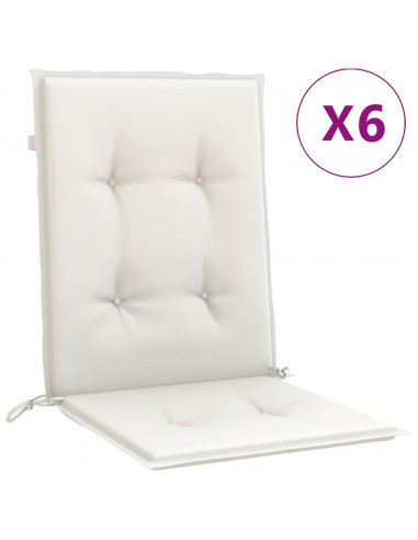 Cuscini Sedia Schiena Bassa 6 pz Crema Mélange 100x50x4 Tessuto