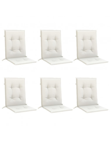 Cuscini Sedia Schiena Bassa 6 pz Crema Mélange 100x50x4 Tessuto