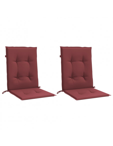 Cuscini Sedia Schiena Bassa 2 pz Rosso Vino Mélange Tessuto