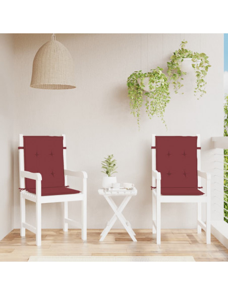 Cuscini Sedia Schiena Bassa 2 pz Rosso Vino Mélange Tessuto